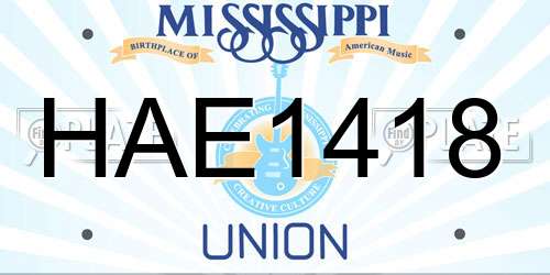 HAE1418 Mississippi License Plate