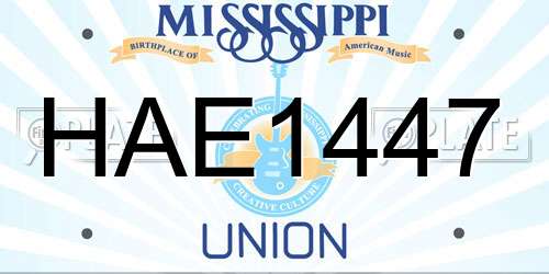 HAE1447 Mississippi License Plate