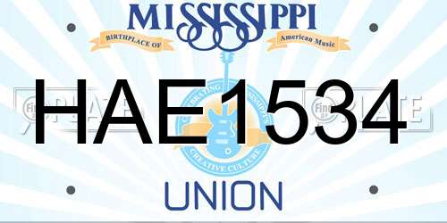 HAE1534 Mississippi License Plate