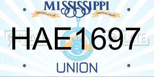 HAE1697 Mississippi License Plate