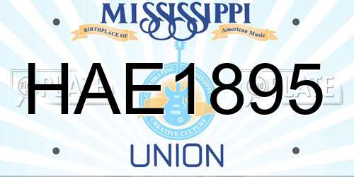 HAE1895 Mississippi License Plate