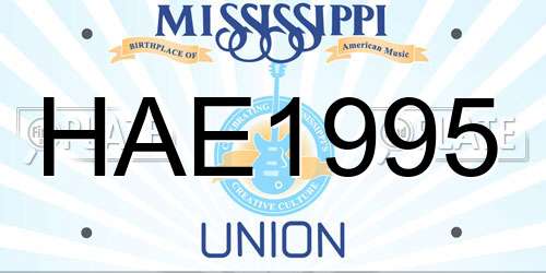 HAE1995 Mississippi License Plate