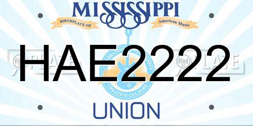 HAE2222 Mississippi License Plate