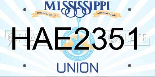 HAE2351 Mississippi License Plate