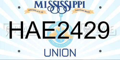 HAE2429 Mississippi License Plate