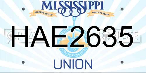 HAE2635 Mississippi License Plate