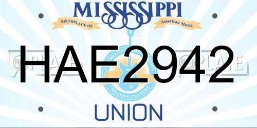 HAE2942 Mississippi License Plate