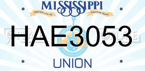 HAE3053 Mississippi License Plate