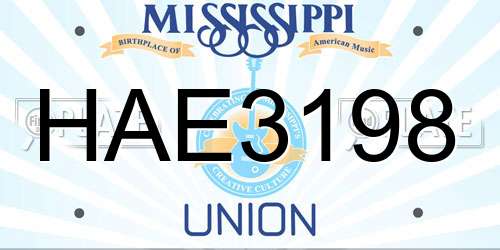 HAE3198 Mississippi License Plate