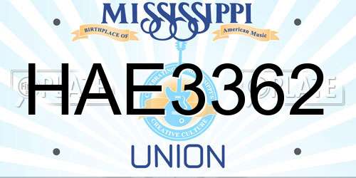 HAE3362 Mississippi License Plate
