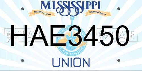 HAE3450 Mississippi License Plate