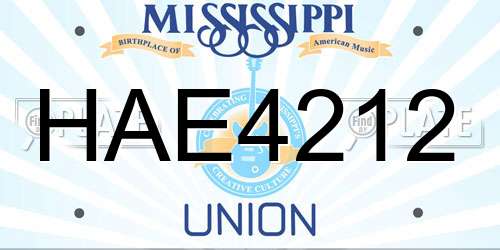 HAE4212 Mississippi License Plate