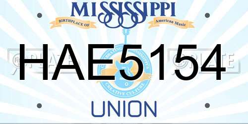 HAE5154 Mississippi License Plate