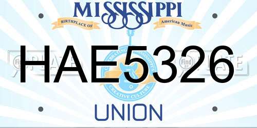 HAE5326 Mississippi License Plate