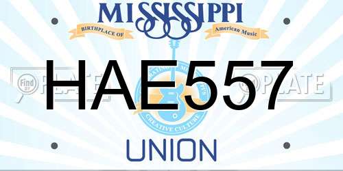 HAE557 Mississippi License Plate