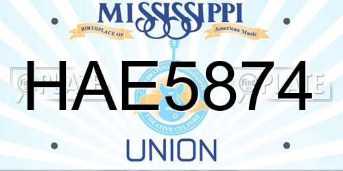 HAE5874 Mississippi License Plate