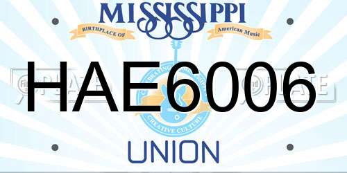 HAE6006 Mississippi License Plate