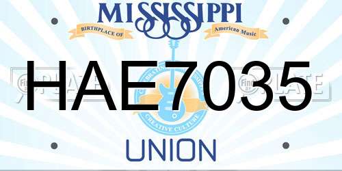 HAE7035 Mississippi License Plate