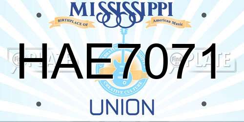 HAE7071 Mississippi License Plate