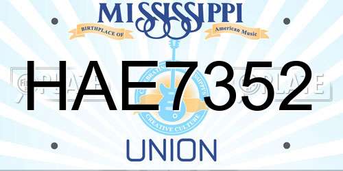 HAE7352 Mississippi License Plate