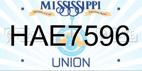HAE7596 Mississippi License Plate