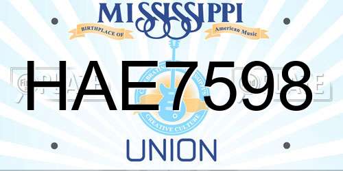 HAE7598 Mississippi License Plate