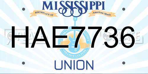 HAE7736 Mississippi License Plate