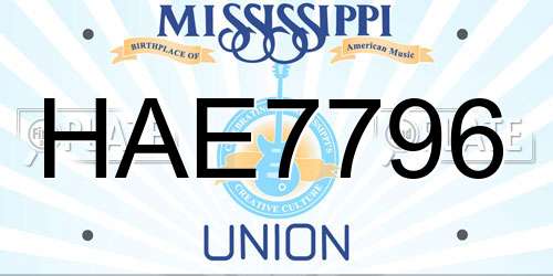 HAE7796 Mississippi License Plate