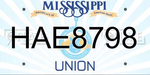 HAE8798 Mississippi License Plate