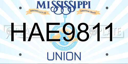 HAE9811 Mississippi License Plate