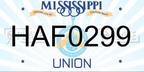HAF0299 Mississippi License Plate