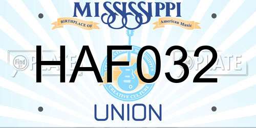 HAF032 Mississippi License Plate