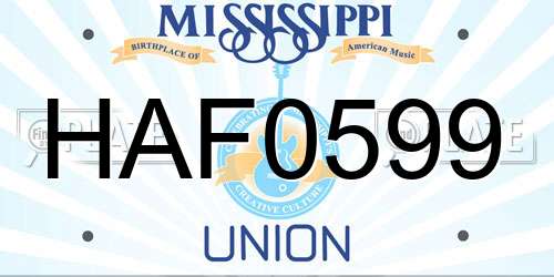 HAF0599 Mississippi License Plate
