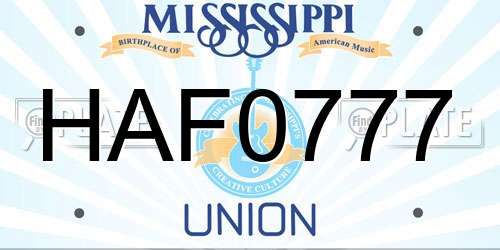 HAF0777 Mississippi License Plate