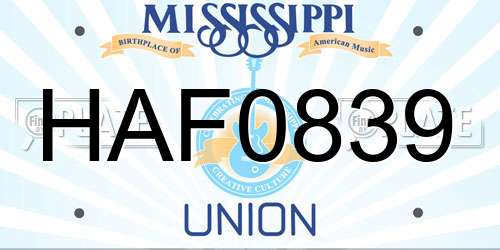 HAF0839 Mississippi License Plate