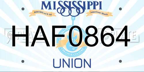 HAF0864 Mississippi License Plate