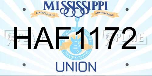 HAF1172 Mississippi License Plate