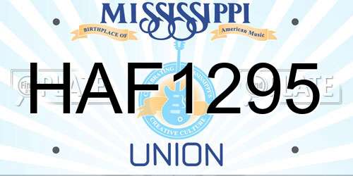 HAF1295 Mississippi License Plate