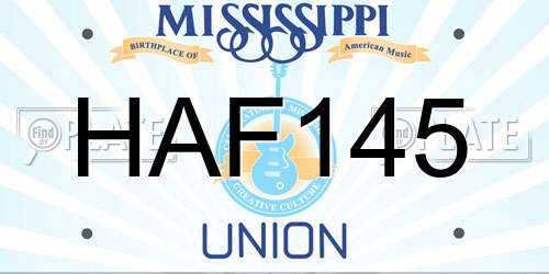 HAF145 Mississippi License Plate