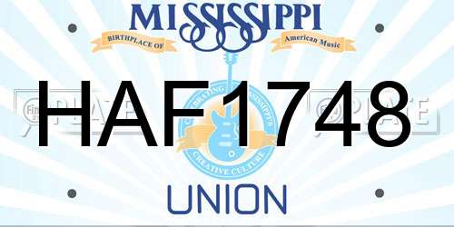 HAF1748 Mississippi License Plate