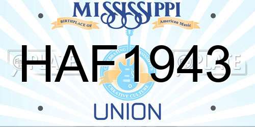 HAF1943 Mississippi License Plate