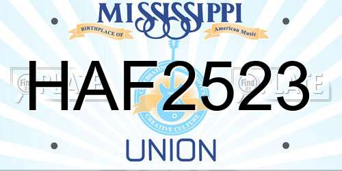 HAF2523 Mississippi License Plate