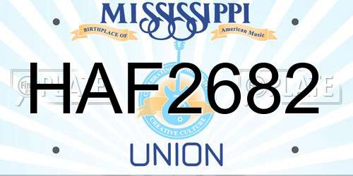 HAF2682 Mississippi License Plate
