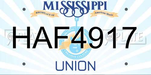 HAF4917 Mississippi License Plate