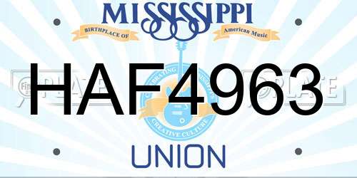 HAF4963 Mississippi License Plate