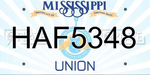 HAF5348 Mississippi License Plate