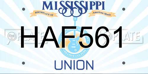 HAF561 Mississippi License Plate