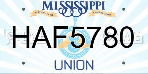HAF5780 Mississippi License Plate