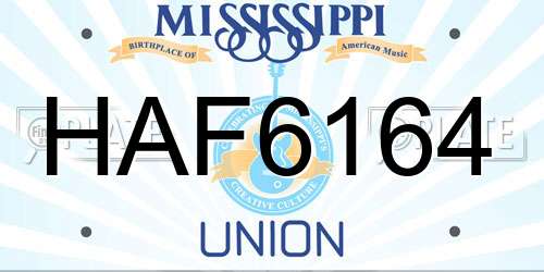 HAF6164 Mississippi License Plate