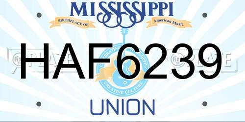HAF6239 Mississippi License Plate